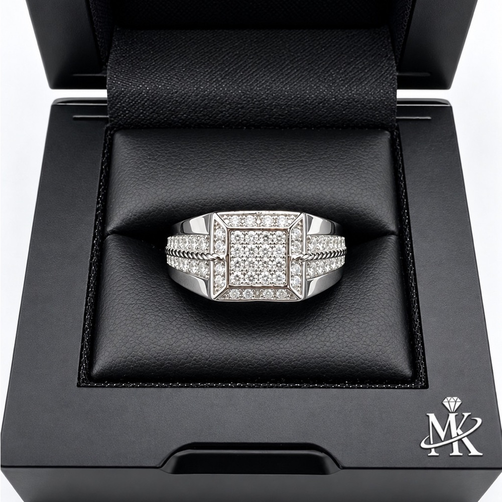 925 Sterling Silver 2.00CTW MOISSANITE Pave Men’s Ring Size 12